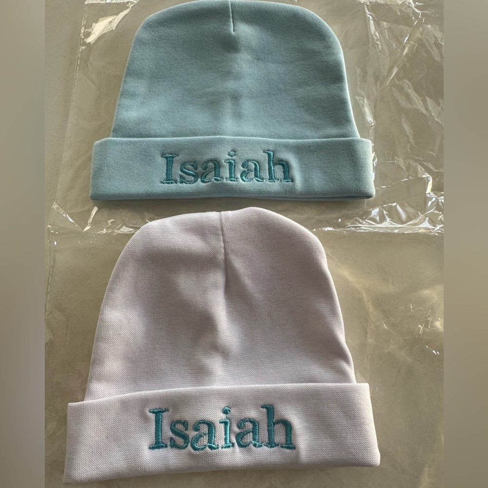 New “Isaiah” Embroidered hats  - Blue and White